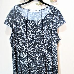 MARIA GABRIELLE Animal Print Peplum Top-SZ 3X